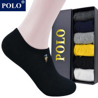 POLO สินค้าใหม่ถุงเท้าสั้นผ้าฝ้ายแท้ถุงเท้าคอตตอนผู้ชายถุงเท้าข้อสั้นผู้ชายทรงพมพ์แบบบางใส่ช่วงฤดูร้อนถุงเท้าทรงเรือเหงื่อระงับกลิ่น