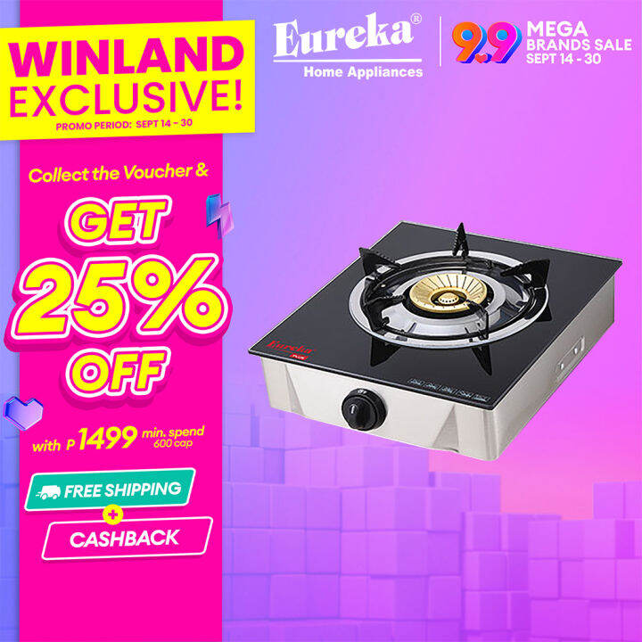 EUREKA by Winland Tempered Glass Single Burner Gas Stove with Automatic