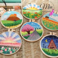 ชุดปักลายวิว ฟรีสะดึงขนาด 12cm Cute View Embroidery Kit 12cm free 12cm hoop