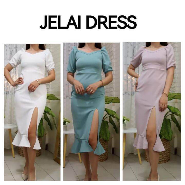 JELAI MIDI BODYCON FORMAL DRESS GRADUATION CHRISTENING RECEPTION DRESS ...