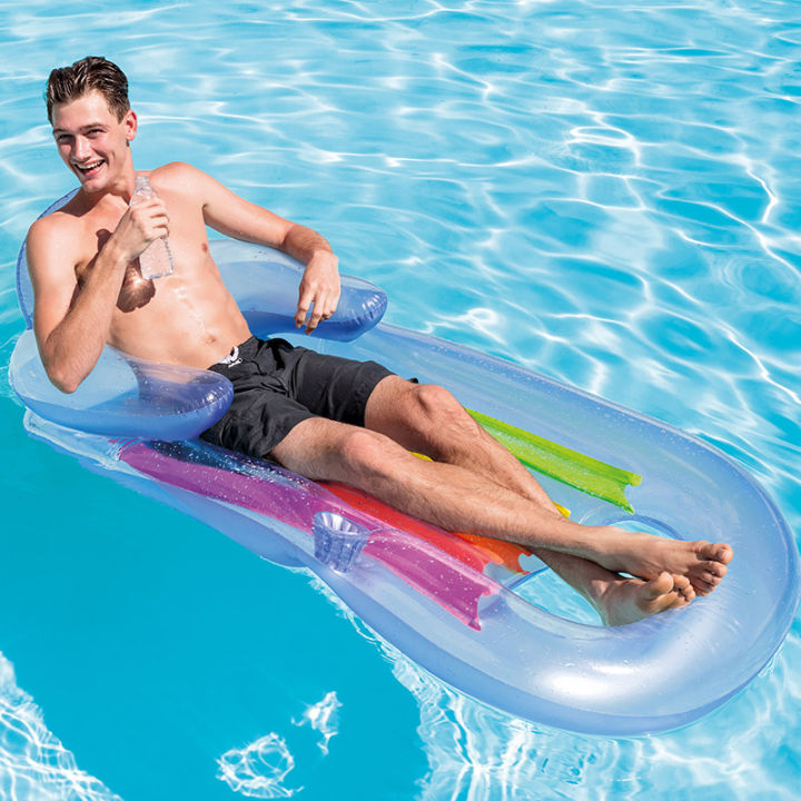 intex-ของเล่นลอยน้ำสำหรับผู้ใหญ่เตียงลอยน้ำเป่าลมห่วงยางว่ายน้ำลอยน้ำเก้าอี้เลานจ์ชายหาดโต้คลื่นผู้ใหญ่