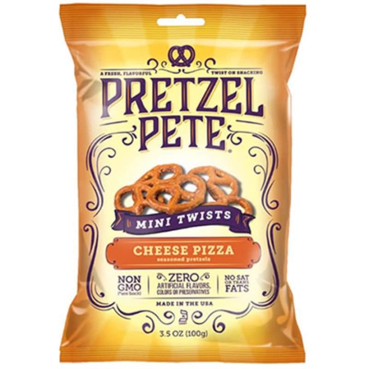 Pretzel Pete ขนมปังอบกรอบรส พิซซ่าชีส Cheese Pizza mini twists 100 grams