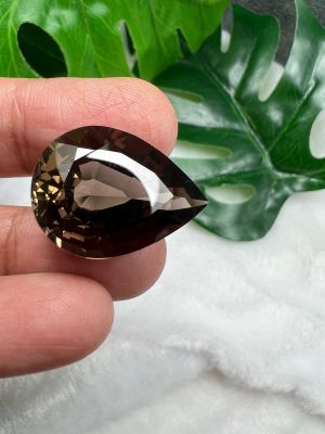 Smoky  สโมคกี้พลอย ควอตซ์ Smoky Quartz OVAL Shape 15X25 มิลลิเมตร..(1 PIECES เม็ด) MM หนักรวม 18 กะรัต CARATS  รูป PEAR  สำหรับตัดสำเร็จ