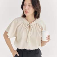 Theremin New Magnolia blouse (Natural cotton linen) เสื้อคอจีนแขนกระดิ่ง