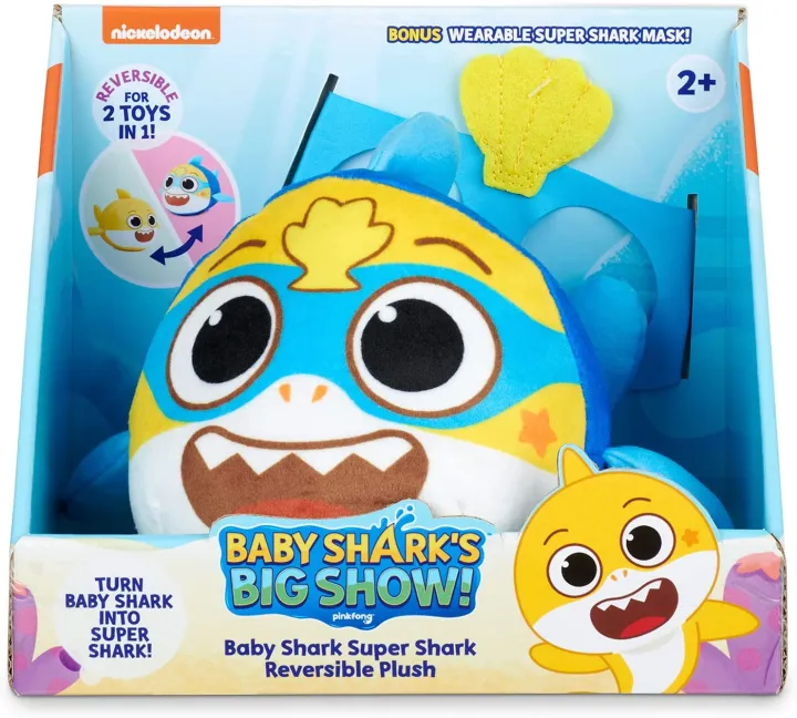 Baby shark big show reversible plush baby shark turn into super shark