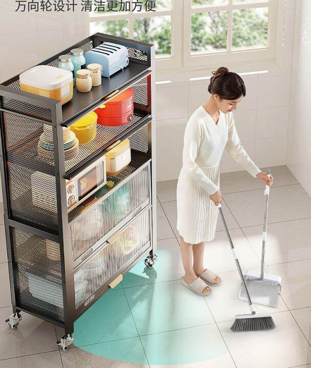 Kitchen Crack Storage Rack with Door Countertop Flip MultiFunctional