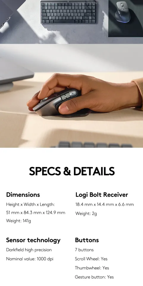 Logitech MX Keys S Combo - Performance Wireless Keyboard and Mouse with  Palm Rest 