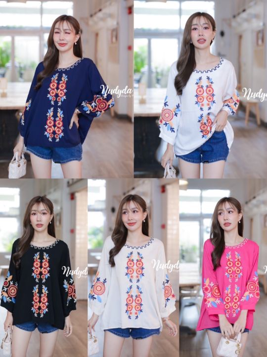 เสื้องานปัก-ปักลายสวย-ผ้าสปัน-นิ่มเบา-ใส่สบาย-อก-32-45-นิ้ว-ยาว-23-นิ้ว