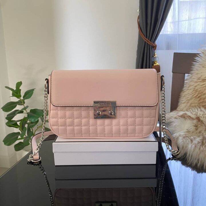 GUESS ROLLA QUILTED FLAP CROSSBODY BAG Lazada.co.th
