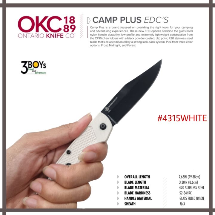 มีด-ontario-รุ่น-camp-plus-edc-frost-420-stainless-น้ำหนักเบามาก-ใบมีดมีความหนา-2-3mm-สามารถตัดขั้วทุเรียนได้