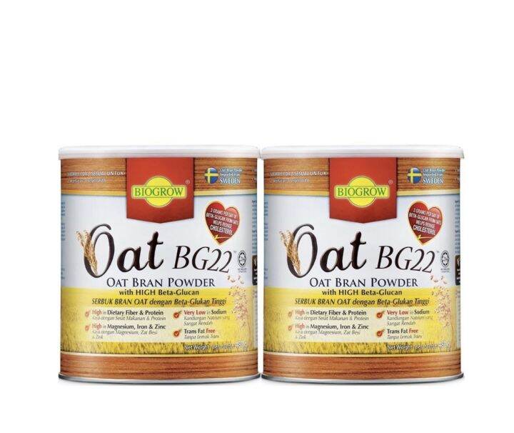 Biogrow BG22 Oat Bran Powder With BetaGlucan 480g X 2 Tins Lazada