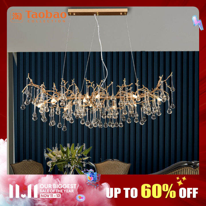 French Crystal Chandelier Restaurant Copper Creative Minimalist