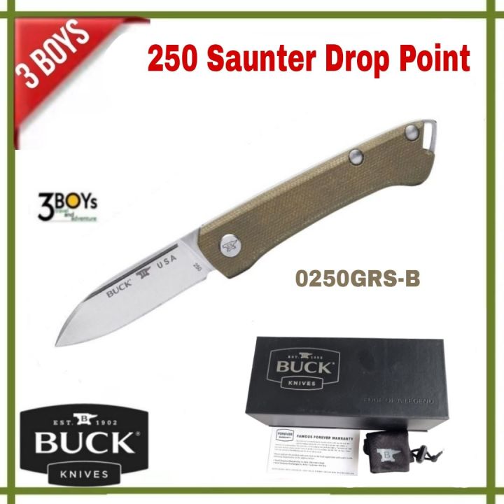 มีด-buck-รุ่น-250-saunter-drop-point-มีดขนาดกระทัดรัด-เหล็ก-154cm-slip-joint-ด้ามจับ-canvas-micarta-สวย-คลาสสิค-ผลิต-อเมริกา