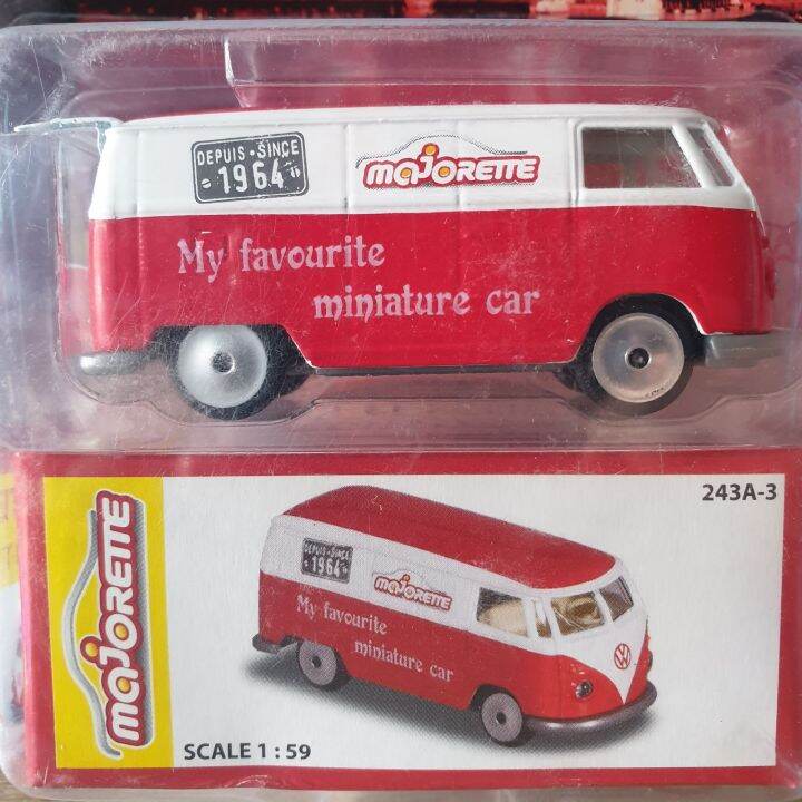 โมเดลรถเหล็ก-majorette-volkswagen-t1-my-favourite-miniature-car-vintage-red-white-สีแดง-ขาว-รถตู้มาจอเร็ตต์วินเทจ-เปิดท้ายรถได้