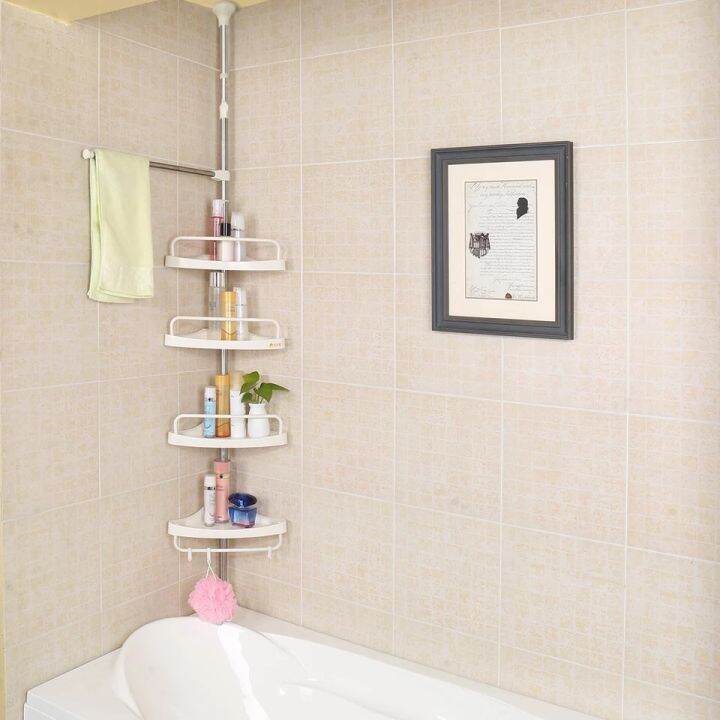 4 Layer Corner Shower Caddy, Adjustable Shower Shelf, Constant Tension ...