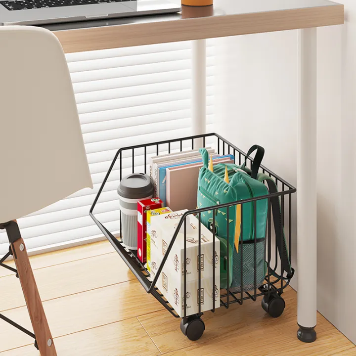 underTable Storage Rack Floor Movable Wheeled Office Desk Book