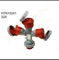 ปลั๊กแยกสามทางกันน้ำ HTN 10241 (3P+E) 32A IP67 EUNOS 6H AC380-415V IP67 Waterproof And Watertight Flame Retardant PA6 RoHS Reach Phaijit Electric