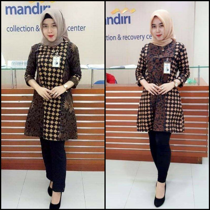 Baju Batik Wanita Tunik Batik Wanita Terbaru Seragam Kantor S M L