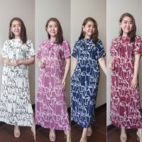 Graphic Fashion Pleated Dress ชุดพลีทลายกราฟฟิกพร้อมเชือกผูกเอว ชุดเดรสFreesize ชุดเดรสสาวอวบ ชุดใส่ออกงาน ชุดเดรสคลุมท้องได้ คุณแม่ท้องใส่ได้