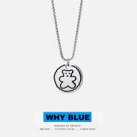 Whyblue จี้หมีน้อยแบรนด์กลมสร้อยคอ INS แนวฮิปฮอปแนวเย็นชาเครื่องประดับคู่รักเรียบง่ายมีเอกลักษณ์ส่วนตัวแมทช์ลุคง่ายสำหรับทั้งผู้ชายและผู้หญิง