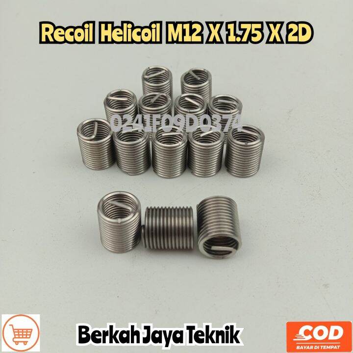 Recoil helicoil M12x1.75x2D cocok untuk drat baut 17 industri Kasar
