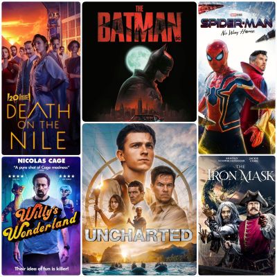 DVD หนังใหม่-แอคชั่น ☆Uncharted☆TheBatman☆Spider-Man☆DeathOnTheNile☆IronMask☆WillysWonderland - มัดรวม 6 เรื่องดัง #แพ็คสุดคุ้ม