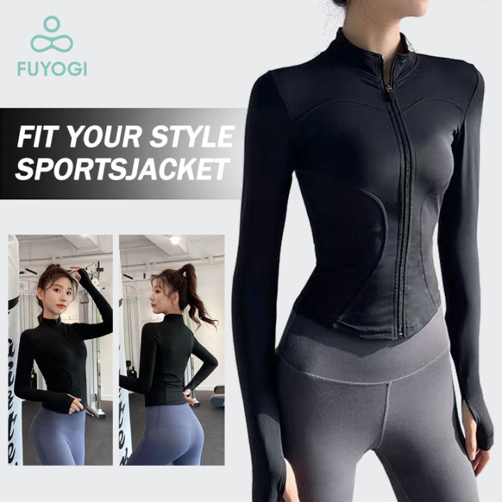 FUYOGI Sports Jacket Women Yoga Fitness Tops Long Sleeve Tight Quick ...