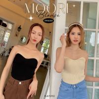 FLAT2112 FF0330 : MOORE BLOUSE เสื้อเกาะอก เเต่งลายร่อง พร้อมสายใส