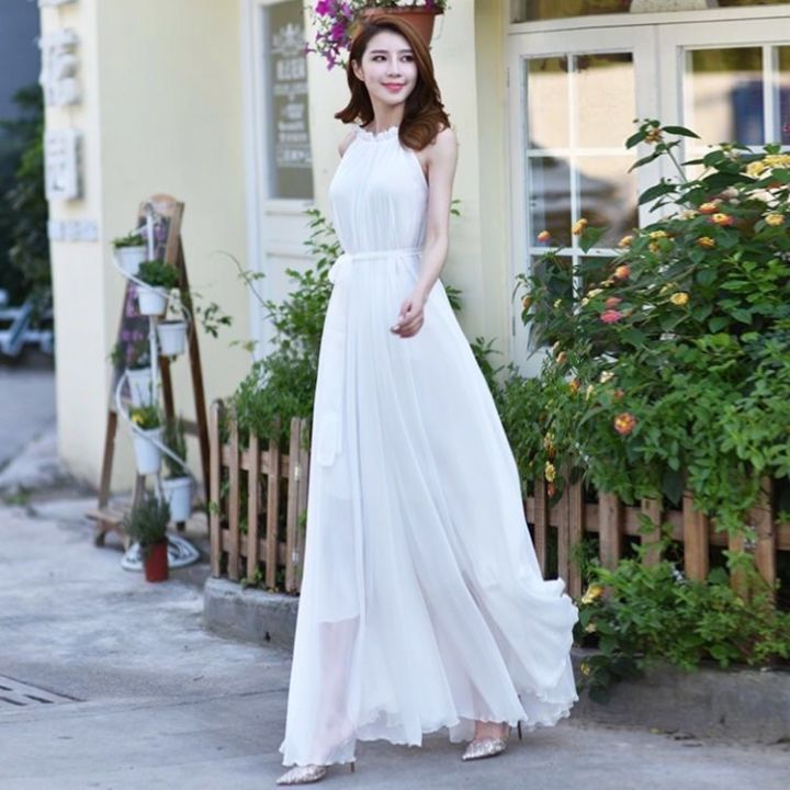 ZANZEA Chân váy maxi dài ngang mắt cá chân lưng thun màu trơn cho nữ   Shopee Việt Nam