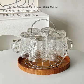 2 Pcs Creative Glass Cups Cute Ripple Shaped Vintage