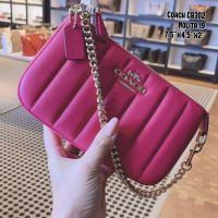 กระเป๋า คล้องแขน Coach C8302 Nolita 19 With Chain With Linear Quilting  สี Bold Pink ขนาด 7.5"x4.5"x2" พร้อมส่ง ✅?