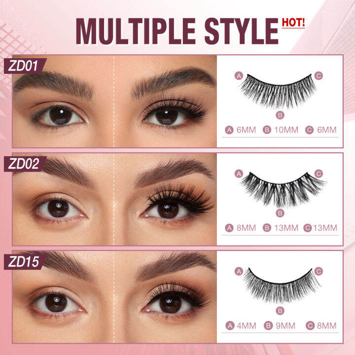 O.TWO.O Natural False Eyelashes No Need Glue Reusable Self Adhesive Eyelashes 3 Second Easy To