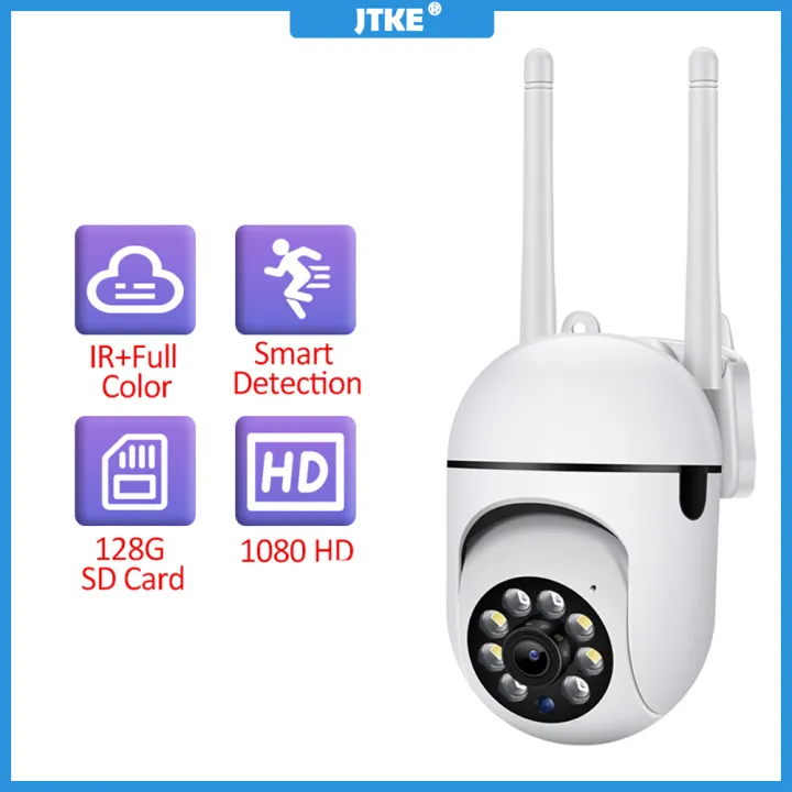 JTKE 1MP PTZ Surveillance IP Camera HD Lens Full Color WiFi Security ...