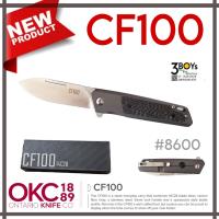 มีด Ontario รุ่น CF100 ของแท้ ใบมีดเหล็ก 14C28 ด้าม STAINLESS ฝัง CARBON FIBER  ระบบ FRAME LOCK ใบมีดSpearpoint