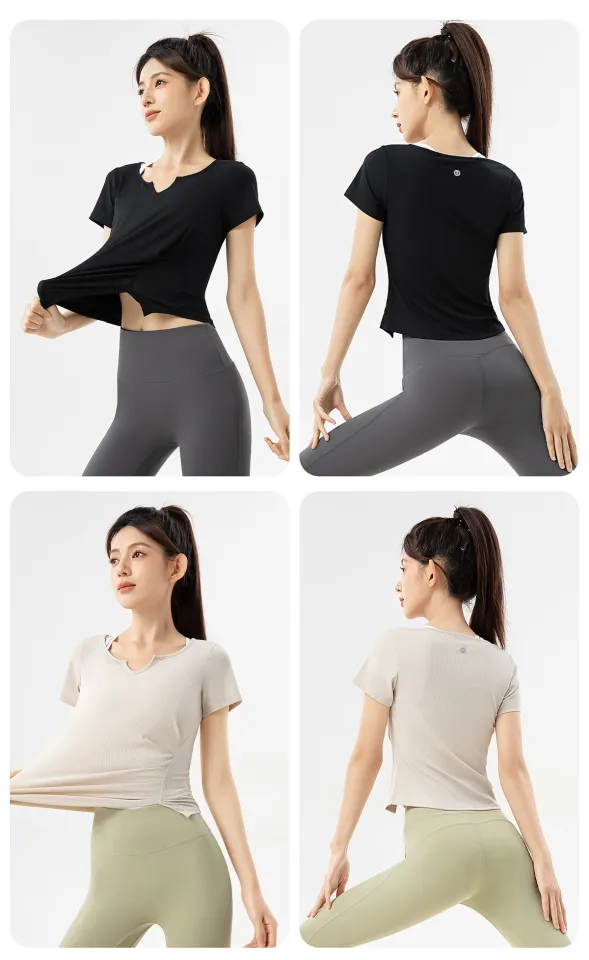 Summer Women Yoga Shirt Short Sleeve T-Shirts Thin Breathable