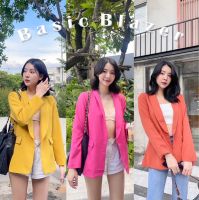 Blazer basic เบลเซอร์ทรงสูท เสื้อสูทแขนยาวคอปกมน สีพื้น