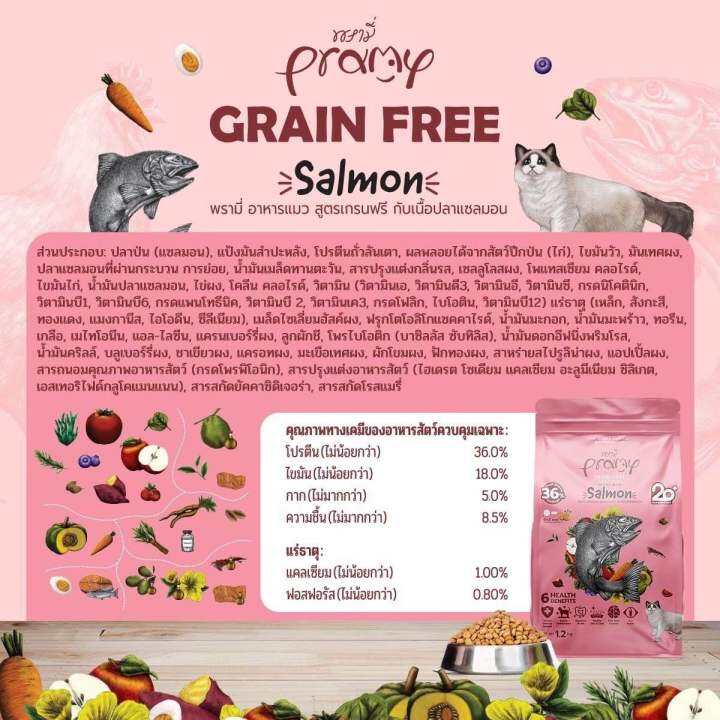 อาหารแมวเม็ด-pramy-grain-free-1-แถม-1-ในรสเดียวกัน-ไซส์-1-2kg-แถมฟรีไซส์-300g-สำหรับน้องแมว-4-เดือนขึ้นไป