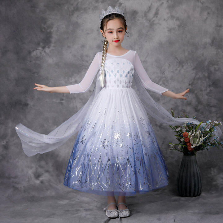 MQATZ Girls Elsa Cosplay Princess Costume Role Play Dress Up Fancy ...