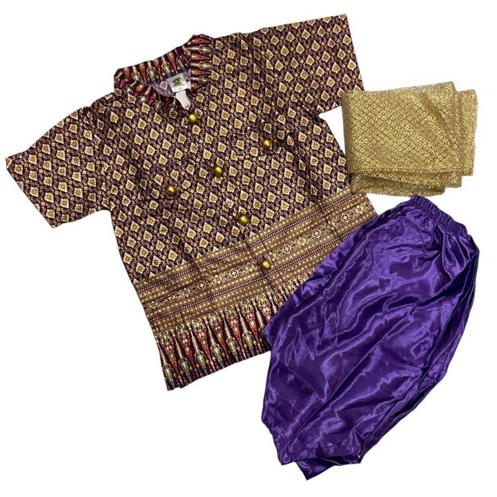 ชุดไทยเด็ก-ชุดราชประแตนเด็ก-ชุดไทยเด็กชายพร้อมผ้าคาดเอว