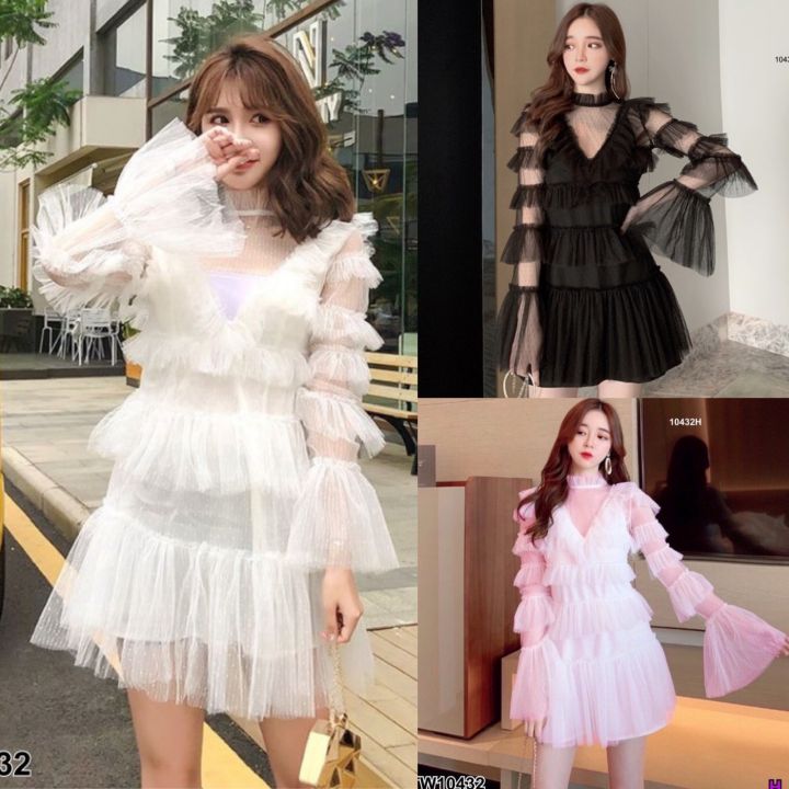 dress-2-ชิ้น-เดรสตาข้ายแขนยาว-ระบายชั้นๆ-ทั้งตัว-มีซิปหลัง-มาพร้อมเดรสสายเดี่ยวตัวซับใน10432