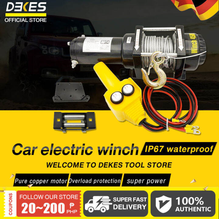 DEKES Car Electric Winch 12V Synthetic Rope Roller Fairlead Kit ，mainly