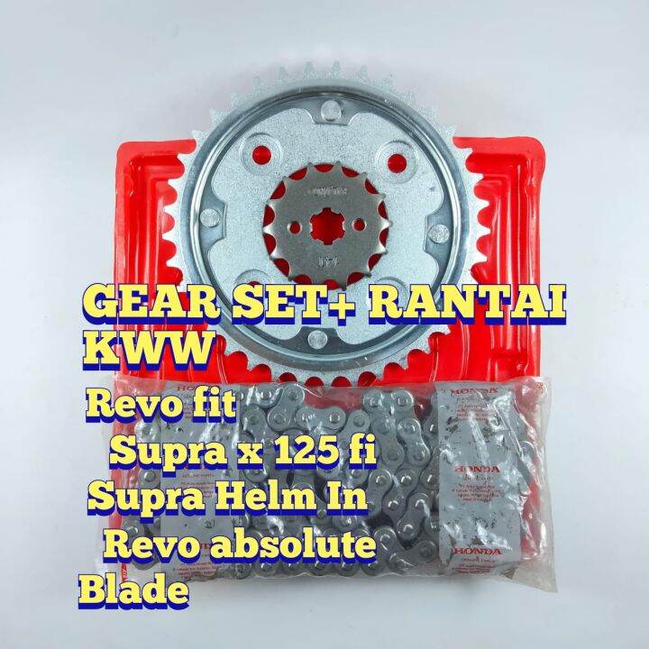 GEAR SET PLUS RANTAI REVO ABSOLUTE SUPRA X 125 FI REVO ABSOLUTE