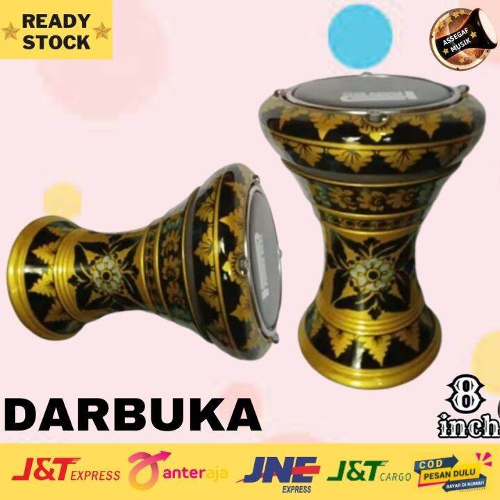 DARBUKA 8 INCH MIKA POWER BEAT HITAM MOTIF BATIK, DUMBUK BATU 8 INCH
