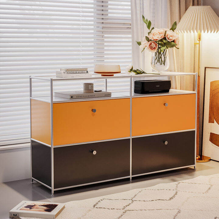 Zhonggu USM Sideboard Stainless Steel Mesh Red Storage