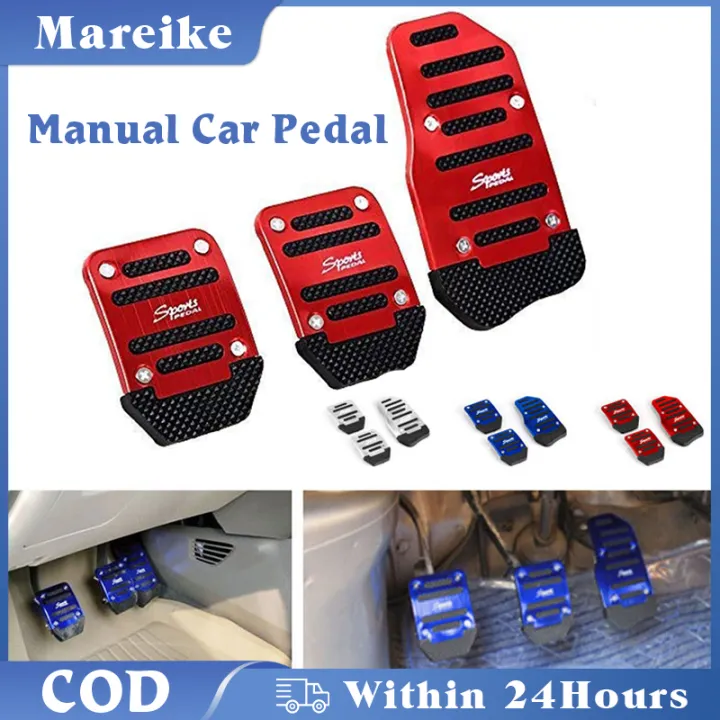 3Pcs Universal Manual Car Pedal Pad Red/Blue Brake and Gas Accelerator
