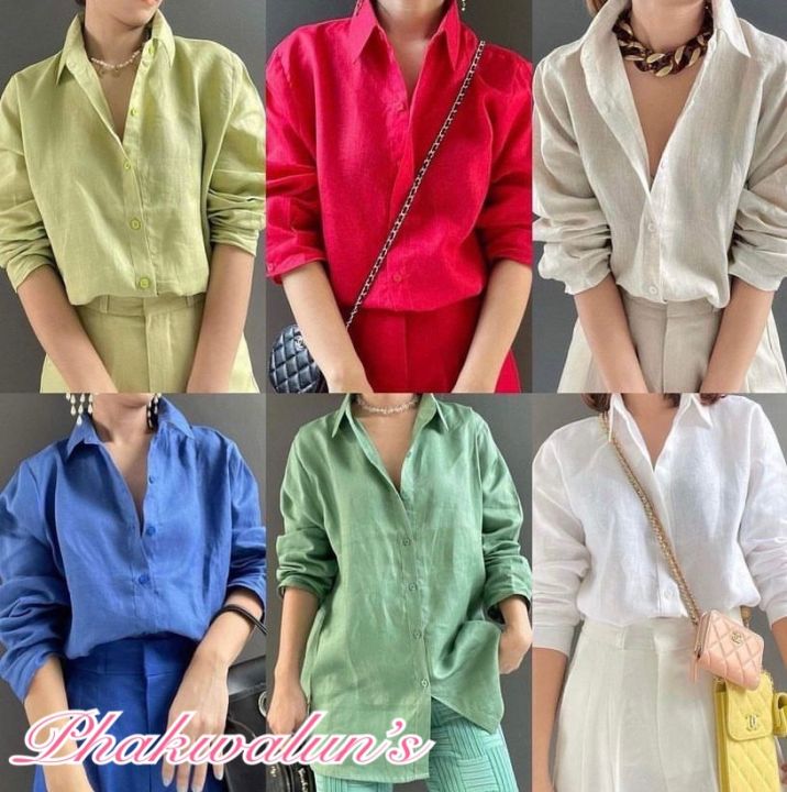 เสื้อลินิน-ระบุสีในแชตได้เลยจ้า-สีเยอะมากแม่