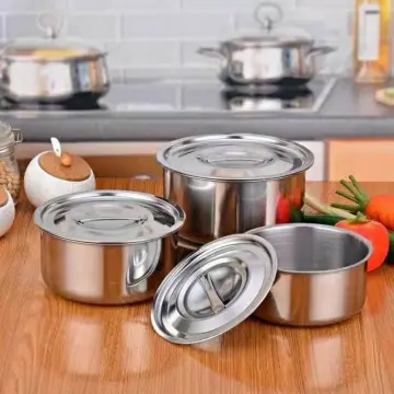 3pcs/5pcs Stainless Steel Soup pot Stock Pot Set with Lid