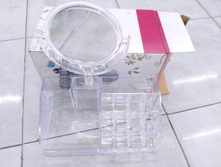 cosmetic-organizer-ชั้นวางเครื่องสำอางค์-15-ช่องพร้อมกระจกหมุน180-องศา