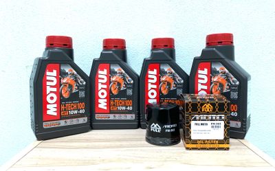 ชุดถ่ายน้ำมันเครื่อง Z800 Z900 Z1000 ZX-10R Motul H-Tech100 พร้อมกรองน้ำมันเครื่องครบชุด