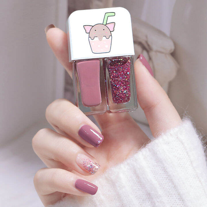 WaterBased TwoColor Nail Polish Tearable Women's BakingFree Bottle